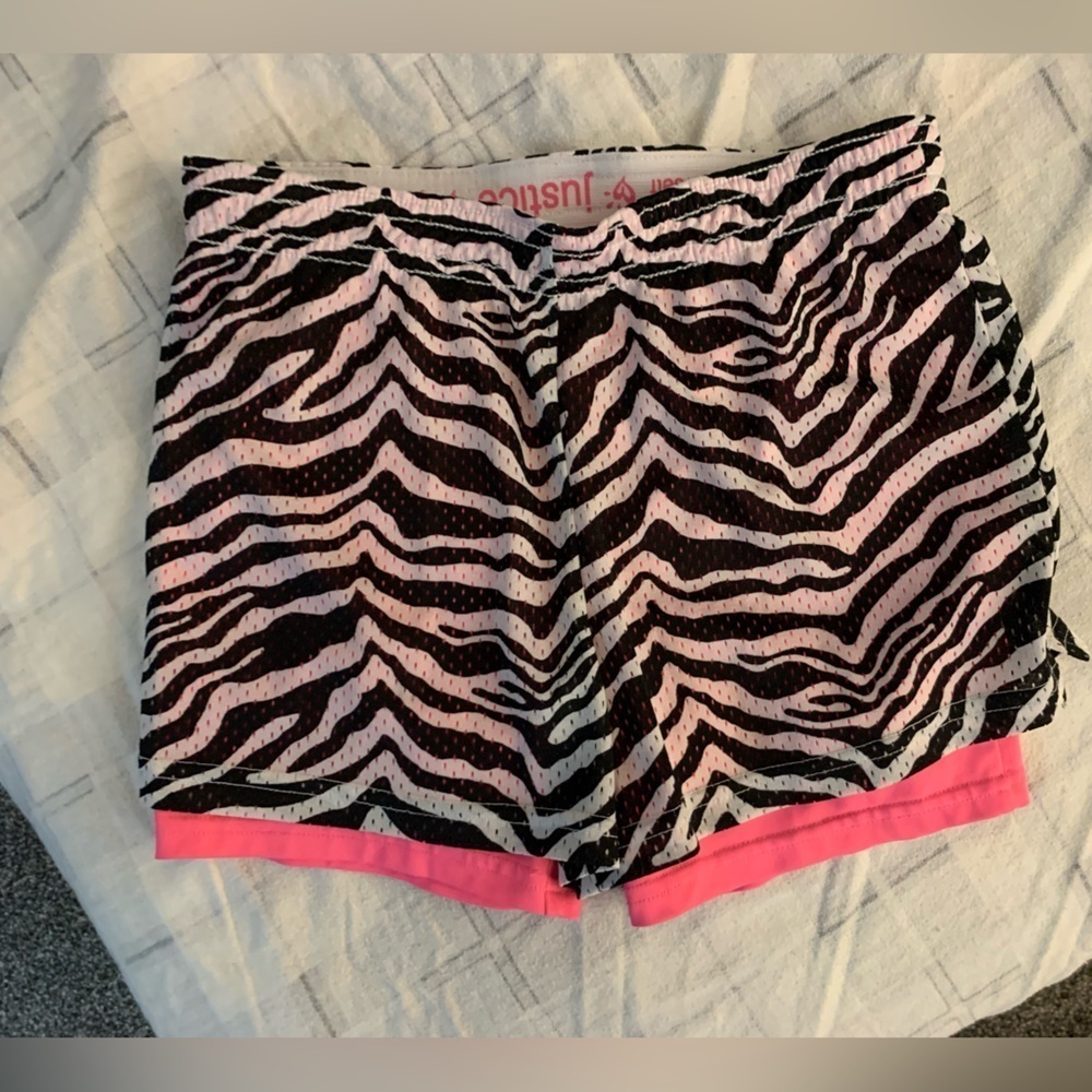 Justice zebra & pink shorts